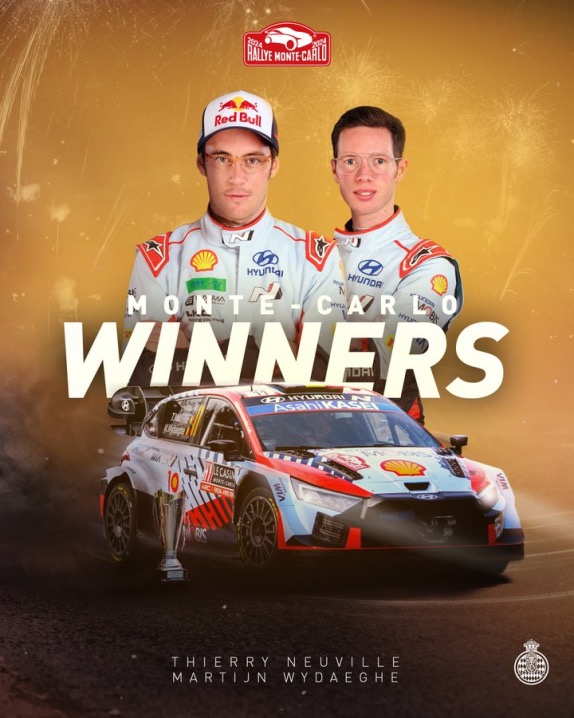 Постер Автоклуба Монако, посвящённый победе Тьери Невилля в Rallye Monte-Carlo