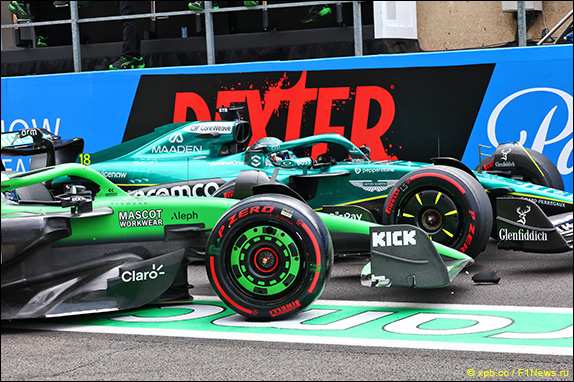 Контакт Хюлкенберга и Стролла на пит-лейн