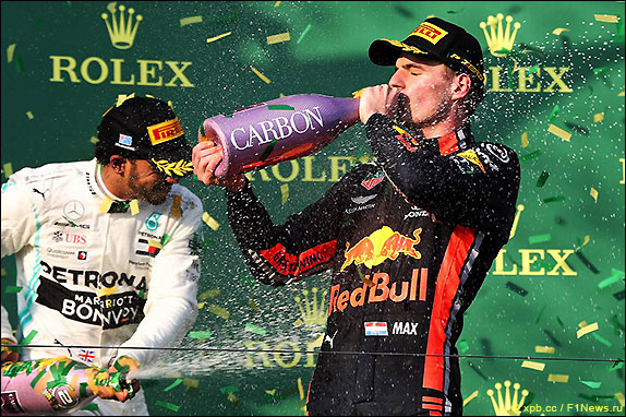 Подиум Гран При Австралии 2019. Макс Ферстаппен.