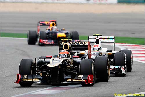 Роман Грожан, Серхио Перес и Себастьян Феттель 