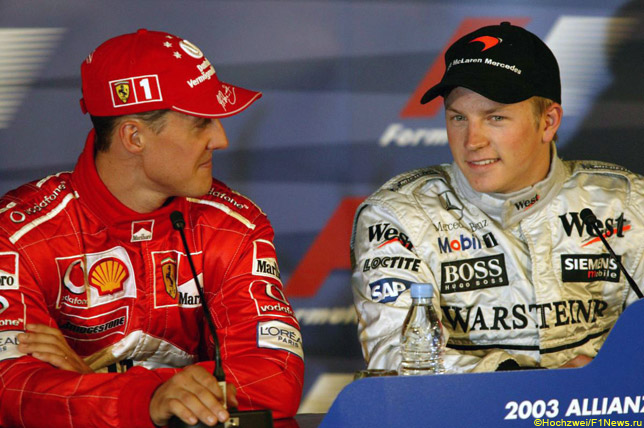 Михаэль Шумахер и Кими Райкконен на постквалификационной пресс-конференции