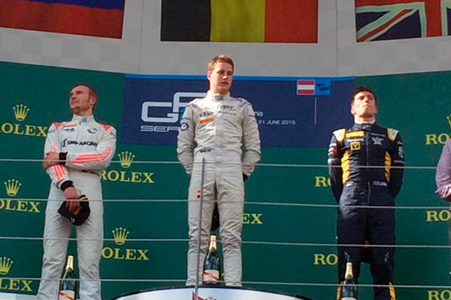 Подиум первой гонки в Австрии: Сироткин, Вандорн, Линн