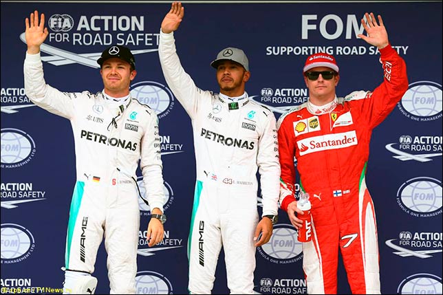 Нико Росберг, Льюис Хэмилтон и Кими Райкконен