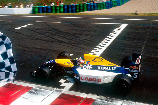 Найджел Мэнселл выигрывает Гран При Франции в Маньи-Кур