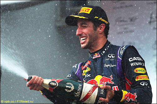 Подиум Гран При Венгрии 2014. Даниэль Риккардо