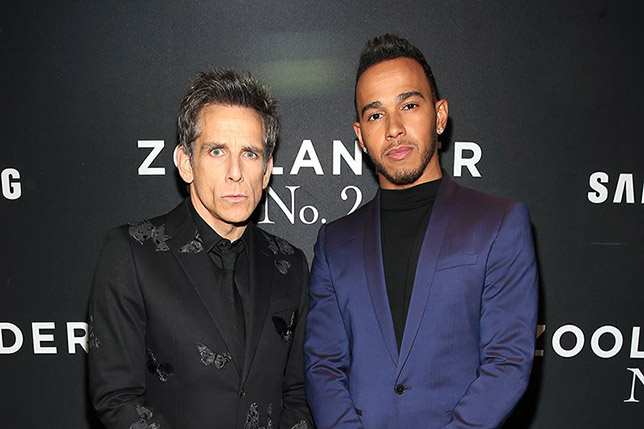 Бен Стиллер и Льюис Хэмилтон на премьере Zoolander 2