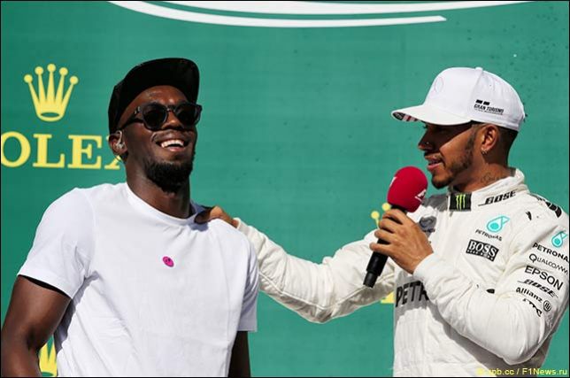 Интервью на подиуме. Усейн Болт и Льюис Хэмилтон