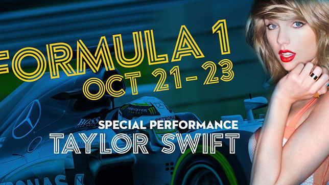 Афиша концерта Тейлор Свифт, проходившего в рамках прошлогоднего Гран При США