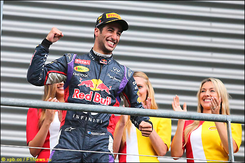 Подиум Гран При Бельгии 2014. Даниэль Риккардо