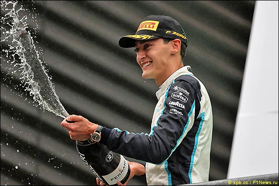 Подиум Гран При Бельгии 2021. Джордж Расселл.