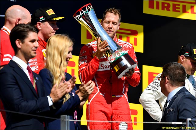 Себастьян Феттель на подиуме Гран При Венгрии