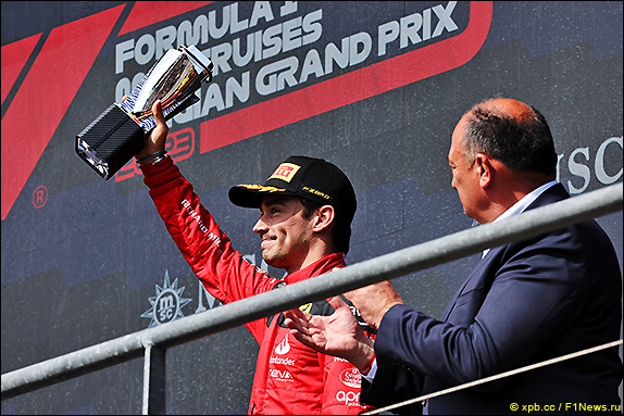 Подиум Гран При Бельгии 2023. Шарль Леклер.