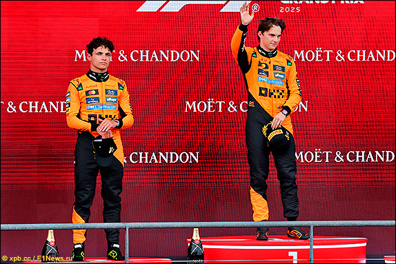 Подиум Гран При Бельгии 2025. Ландо Норрис и Оскар Пиастри.