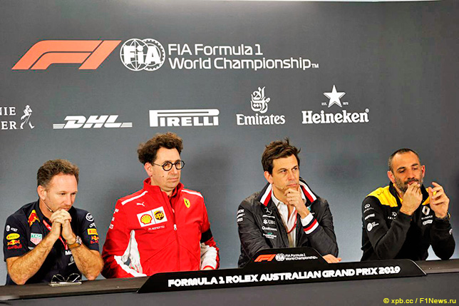 Кристиан Хорнер, Маттиа Бинотто, Тото Вольфф и Сирил Абитебул