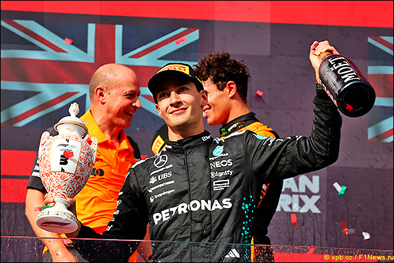 Подиум Гран При Венгрии 2025. Джордж Расселл.