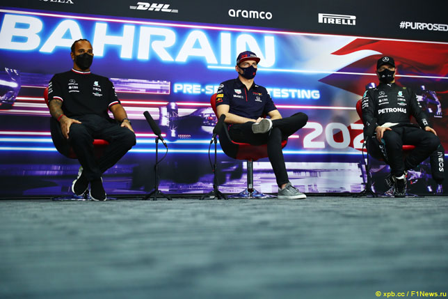 Льюис Хэмилтон, Макс Ферстаппен и Валттери Боттас