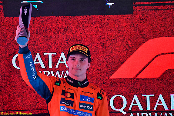 Подиум Гран При Катара 2025. Оскар Пиастри.