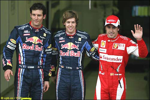 Марк Уэббер, Себастьян Феттель и Фернандо Алонсо