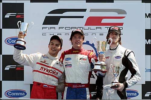 Подиум в Монце: Джолион Палмер, Сергей Афанасьев (слева), Уилл Братт (справа)