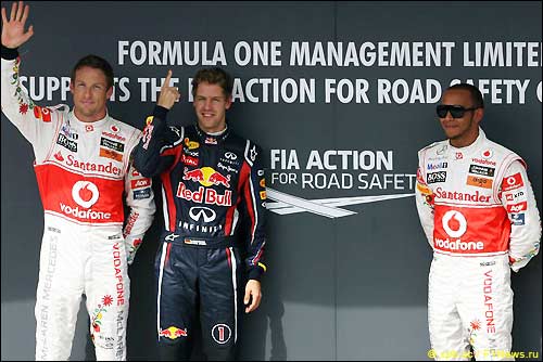 Дженсон Баттон, Себастьян Феттель и Льюис Хэмилтон