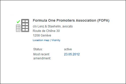 Регистрационная информация FOPA