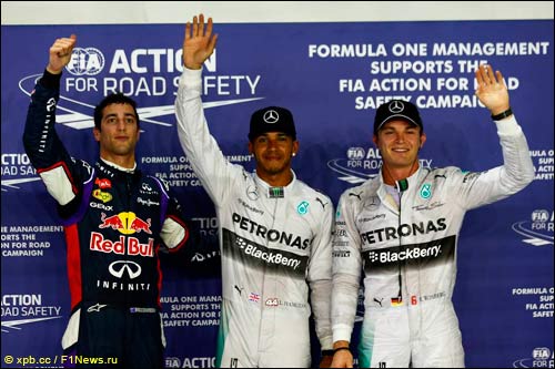 Даниэль Риккардо, Льюис Хэмилтон и Нико Росберг