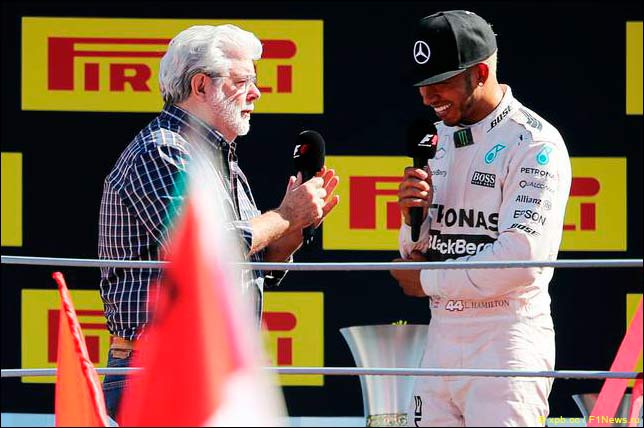 Интервью на подиуме. Джордж Лукас и Льюис Хэмилтон