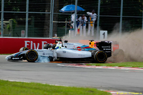 Авария Массы и Переса на последнем круге Гран При Канады 2014 года