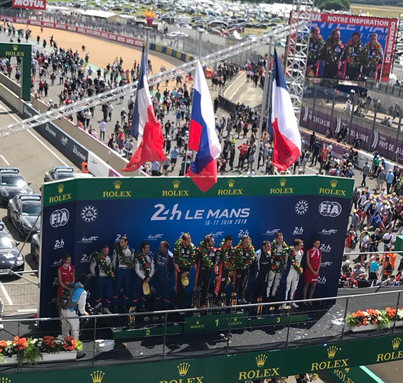 Команда G-Drive на высшей ступени подиума в Ле-Мане