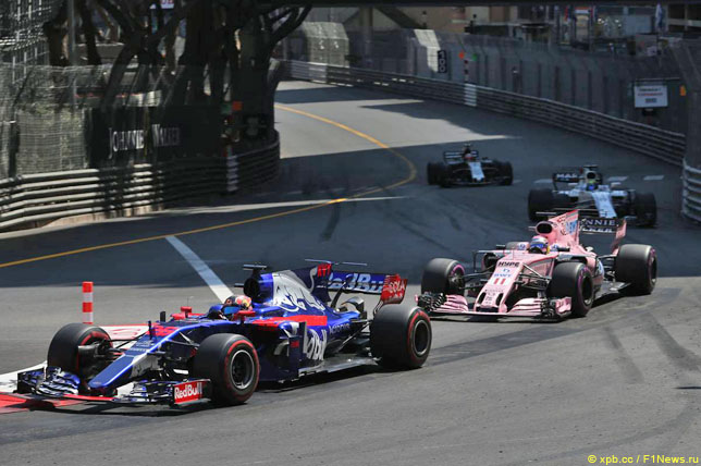 Даниил Квят и Серхио Перес в Монако