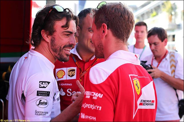 Фернандо Алонсо и Себастьян Феттель