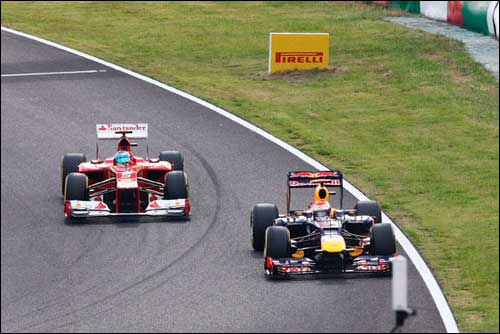 Фернандо Алонсо и Себастьян Феттель в финале квалификации