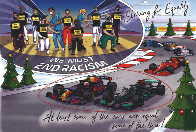 Рождественская открытка Берни Экклстоуна в 2021 году