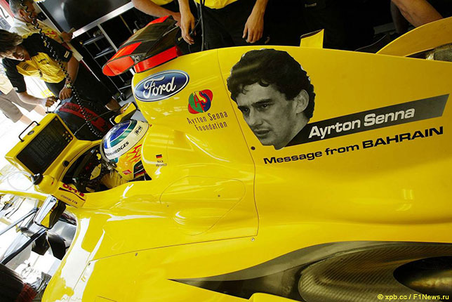 Портрет Айртона Сенны на машине команды Jordan, 2004 год