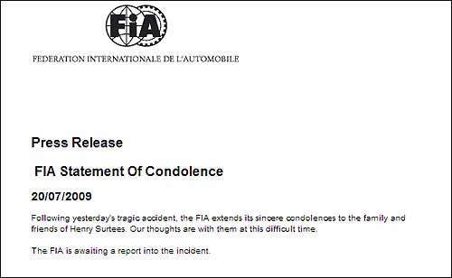 Пресс-релиз FIA