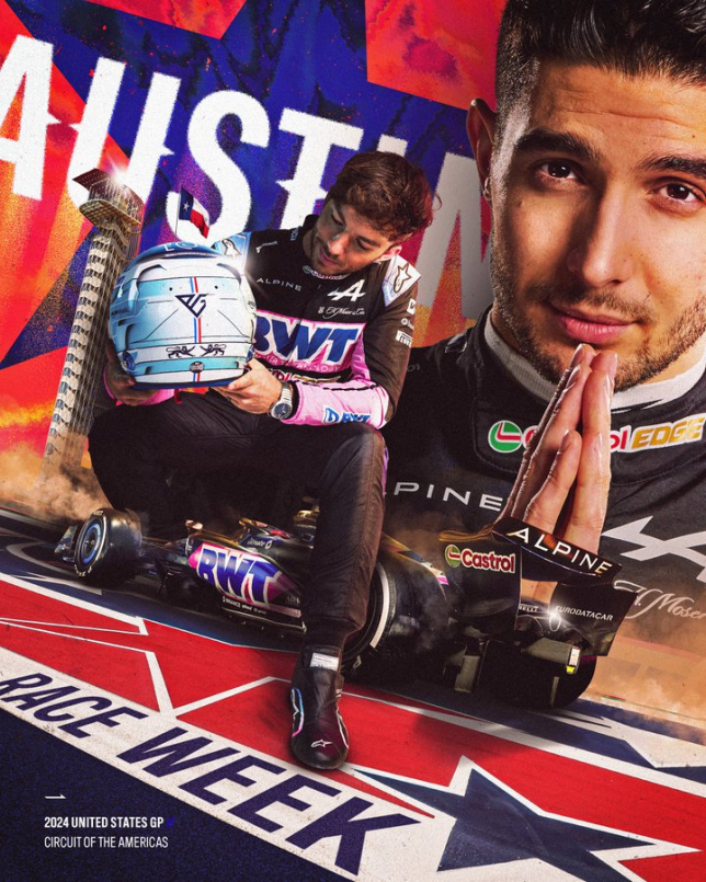 Постер Alpine, посвящённый предстоящему Гран При США