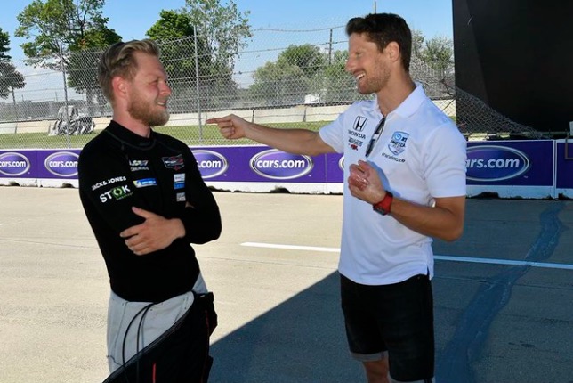 Роман Грожан и Кевин Магнуссен на трассе в детройтском парке Бель-Айл, фото Michelin USA