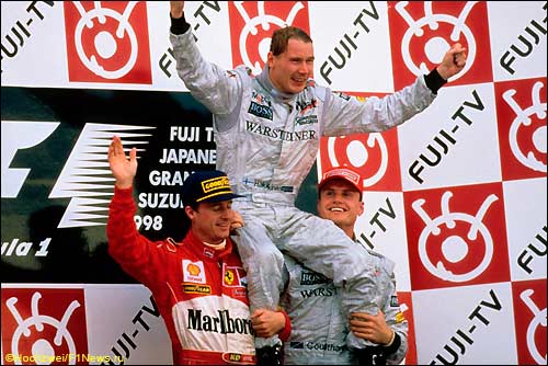 Эдди Ирвайн, Мика Хаккинен и Дэвид Култхард. Сузука'98