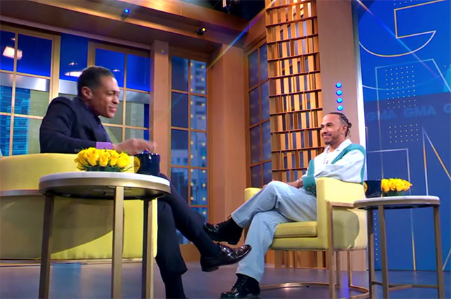 Льюис Хэмилтон участвует в утренней программе на телеканале ABC