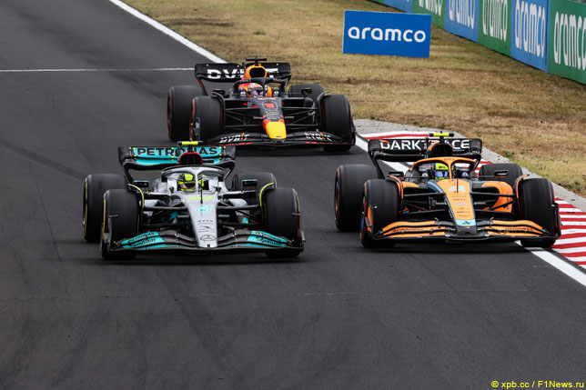 Борьба Льюиса Хэмилтона и Ландо Норриса в Венгрии