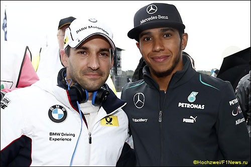 Льюис Хэмилтон и Тимо Глок на финале DTM в Хоккенхайме