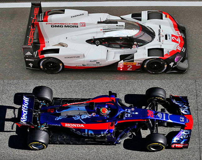 Машины Porsche LMP1 и Toro Rosso