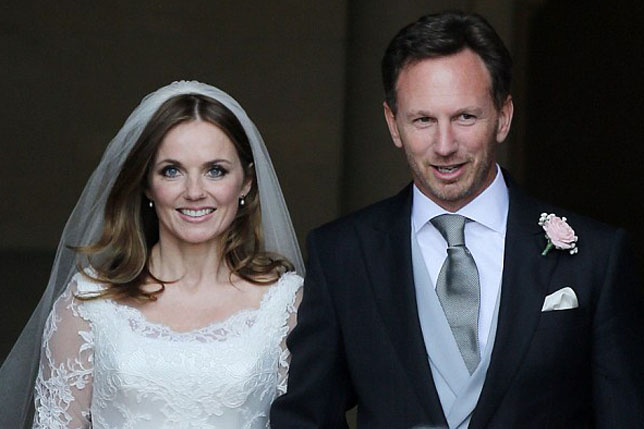 Джерри Холлиуэлл и Кристиан Хорнер после церемонии бракосочетания