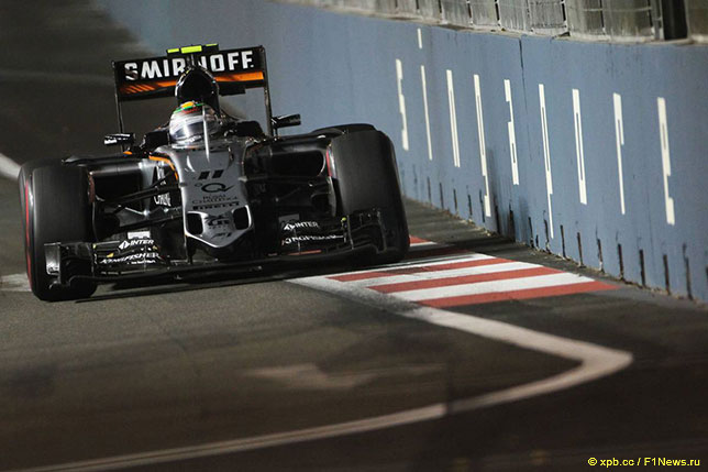 Серхио Перес на трассе Гран При Сингапура, 2015 год