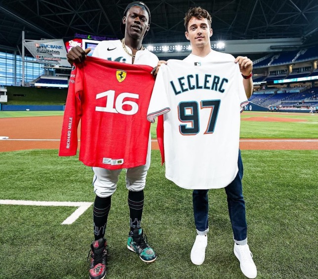 Джаз Чизхолм и Шарль Леклер, фото пресс-службы клуба Miami Marlins