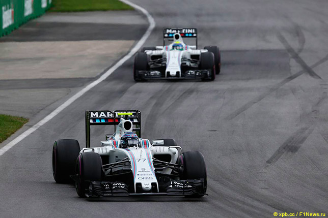 Валттери Боттас и Фелипе Масса на трассе в Канаде