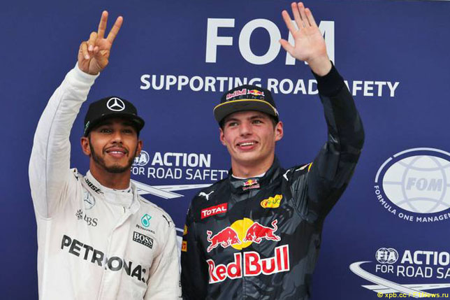 Льюис Хэмилтон и Макс Ферстаппен после квалификации Гран При Малайзии