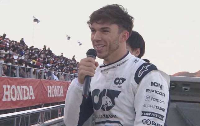 Пьер Гасли во время прощального парада на автодроме Motegi, фото пресс-службы Honda Racing
