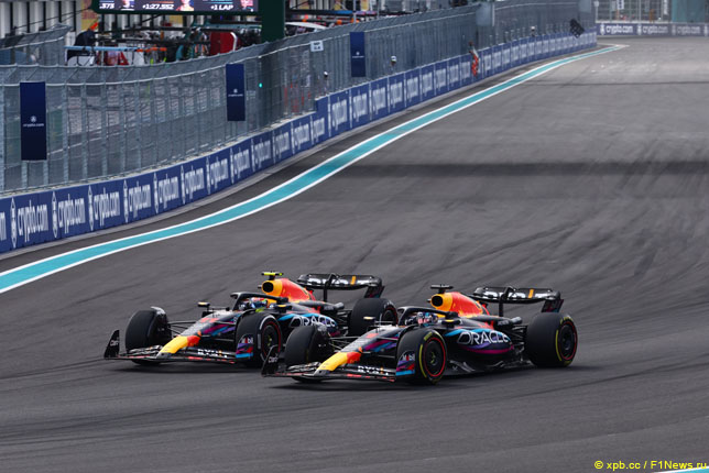 Серхио Перес и Макс Ферстаппен в Майами, 2023 год