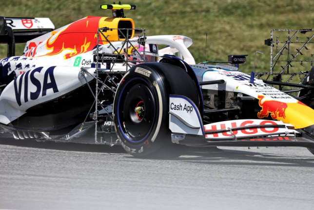 Система датчиков на машине Лиама Лоусона на тренировке в Барселоне, фото XPB